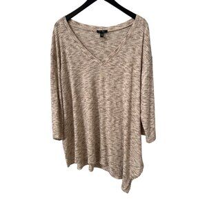 Jessica Simpson V Neck Asymmetrical Pullover Sweater Plus Size 3X Beige Neutral
